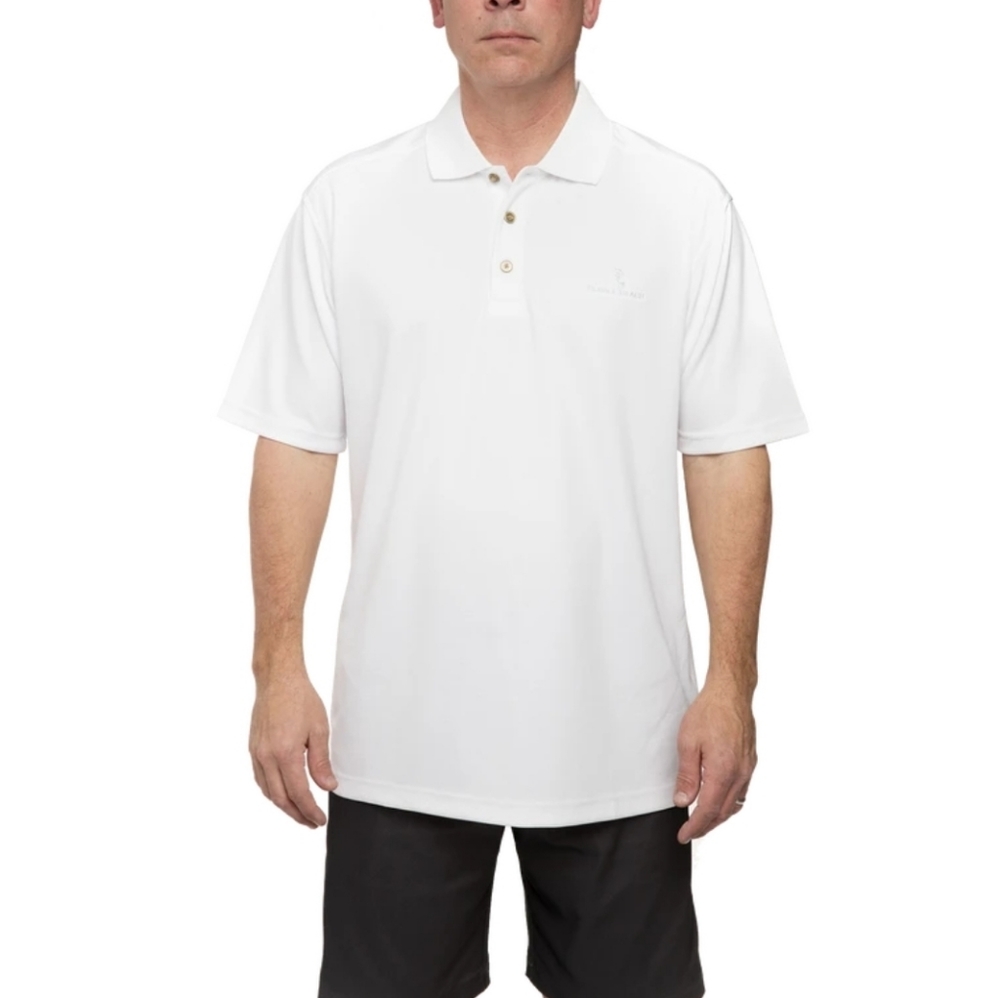 Links Edition men's white polo golf shirt